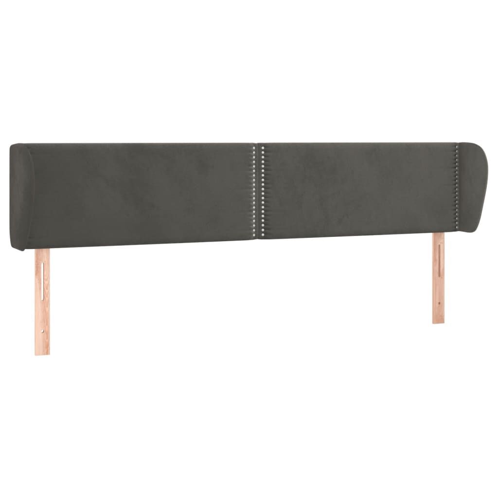 vidaXL Κεφαλάρι με Πτερύγια Σκούρο Γκρι 183x23x78/88 εκ. Βελούδινο