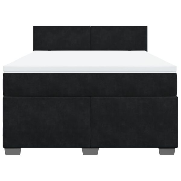 vidaXL Κρεβάτι Boxspring με Στρώμα Μαύρο 140x190 εκ. Βελούδινο