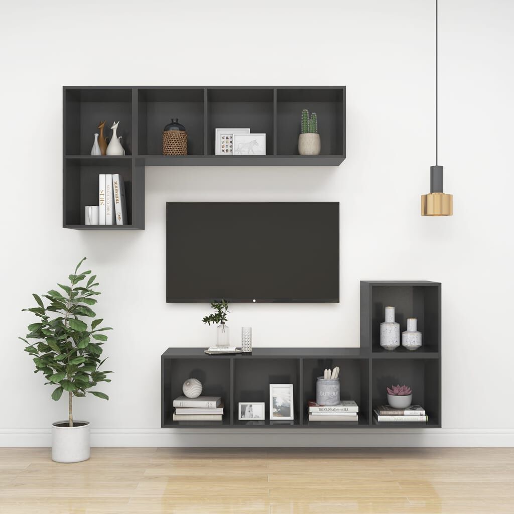 vidaXL Έπιπλο Τηλεόρασης Κρεμαστό Γκρι 37x37x72 εκ. από Επεξ. Ξύλο