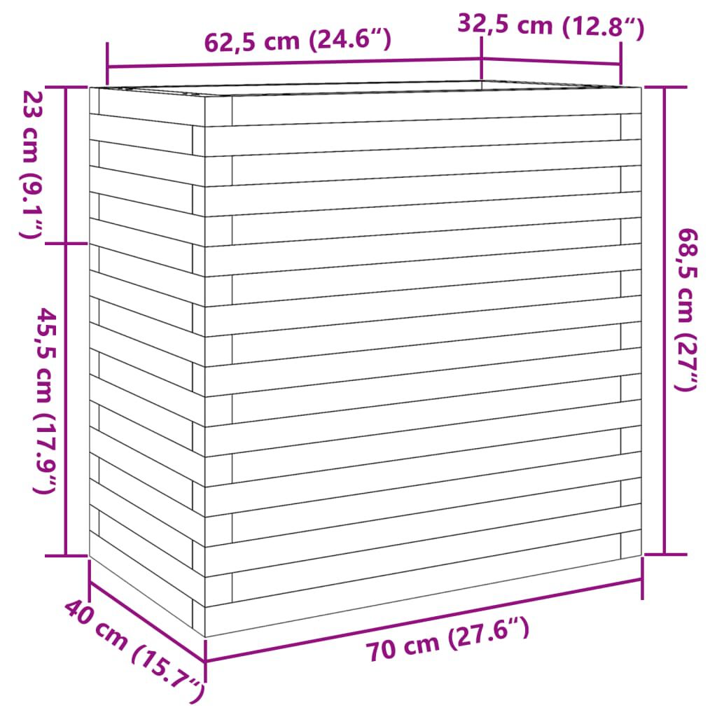vidaXL Ζαρντινιέρα Κήπου 70x40x68,5 εκ. από Εμποτισμένο Ξύλο Πεύκου