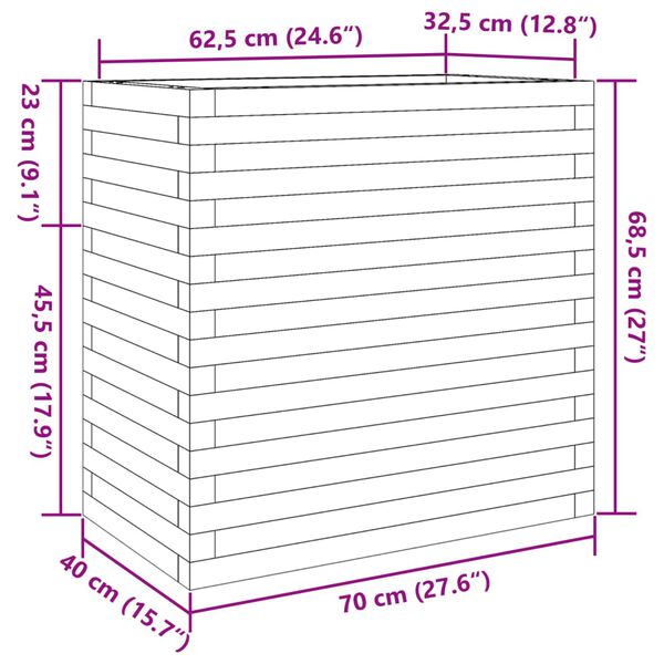 vidaXL Ζαρντινιέρα Κήπου 70x40x68,5 εκ. από Εμποτισμένο Ξύλο Πεύκου