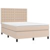 vidaXL Κρεβάτι Boxspring Στρώμα&LED Καπουτσίνο 140x190 εκ. Συνθ. Δέρμα