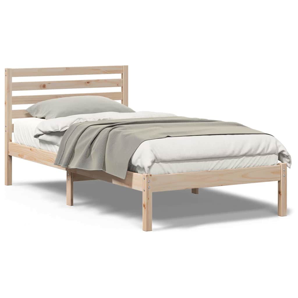 vidaXL Σκελετός Κρεβατιού Καφέ 75 x 190 cm Μασίφ ξύλο πεύκου
