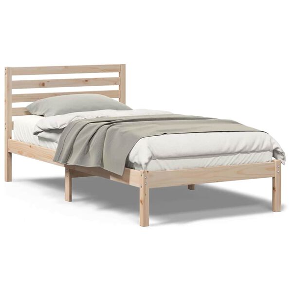 vidaXL Σκελετός Κρεβατιού Καφέ 75 x 190 cm Μασίφ ξύλο πεύκου