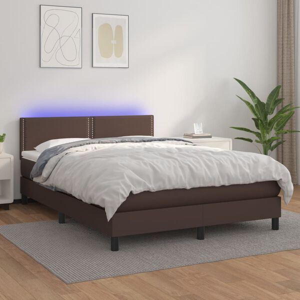 vidaXL &Kappa;&rho;&epsilon;&beta;ά&tau;&iota; Boxspring &mu;&epsilon; &Sigma;&tau;&rho;ώ&mu;&alpha; & LED &Kappa;&alpha;&phi;έ 140x190 &epsilon;&kappa;. &Sigma;&upsilon;&nu;&theta;. &Delta;έ&rho;&mu;&alpha;