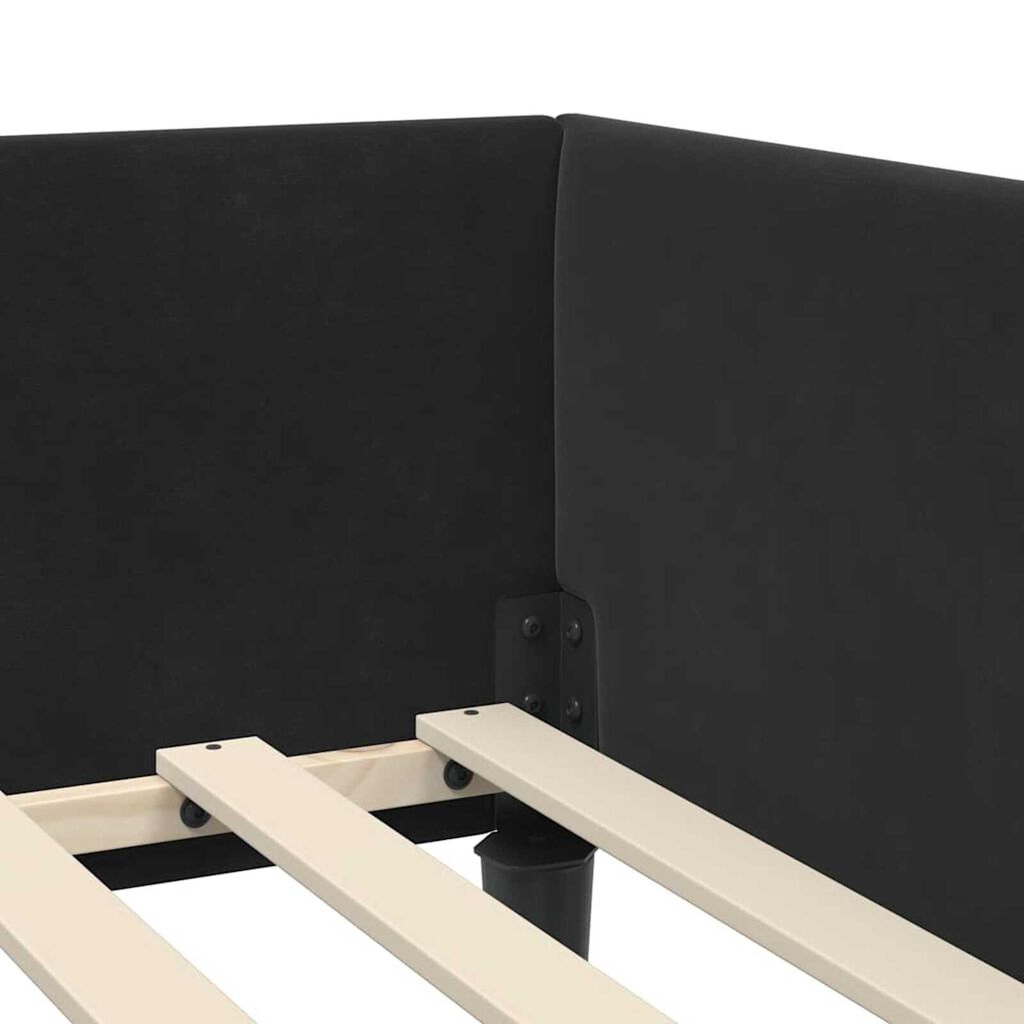 vidaXL Πλαϊνό Κρεβάτι Μαύρο 80 x 200 cm Βελούδο και Στιβαρή ξυλεία