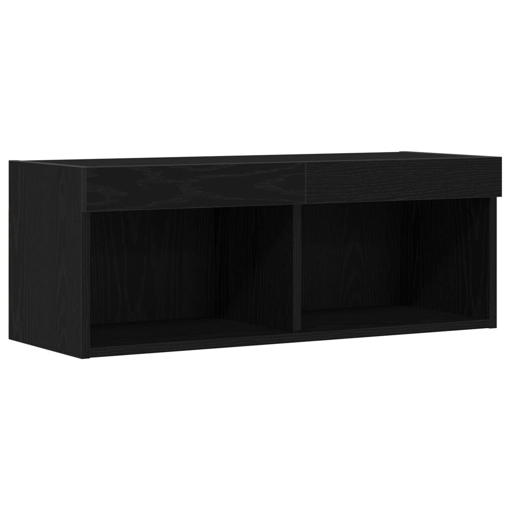 vidaXL Κάγκελα Τηλεόρασης με LED Φώτα 2 τμχ Μαύρη Δρυς 80x30x30 εκ