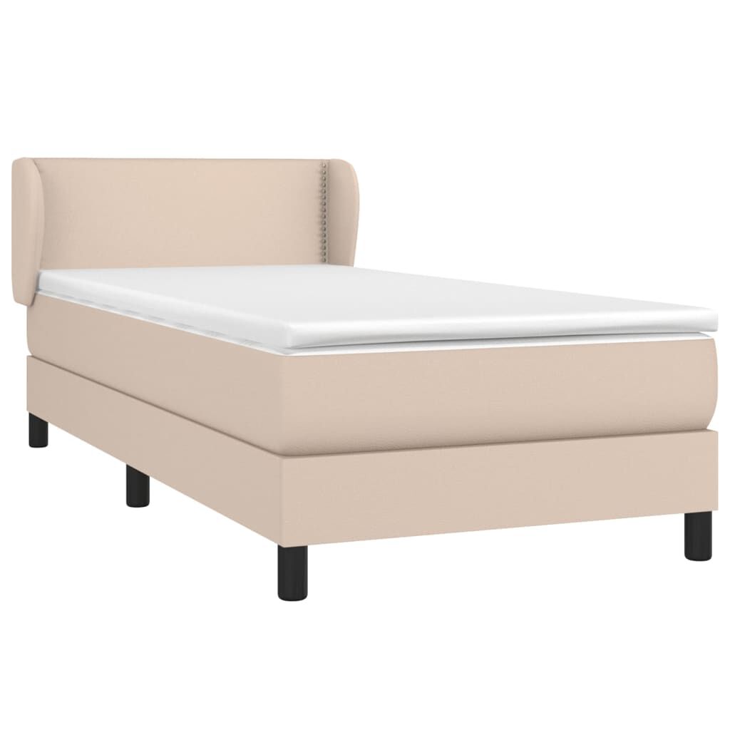 vidaXL Κρεβάτι Boxspring με Στρώμα Καπουτσίνο 90x190εκ.από Συνθ. Δέρμα