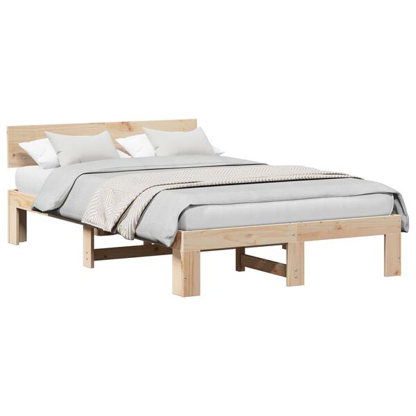 vidaXL Κρεβάτι με κεφαλάρι 120x200 εκ. Μασίφ ξύλο πεύκου