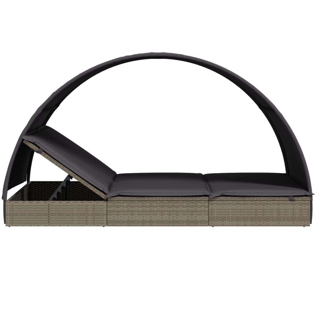 vidaXL Ξαπλώστρα 2 Ατόμων Στρογγ. Οροφή Γκρι 211x112x140εκ Συνθ. Ρατάν