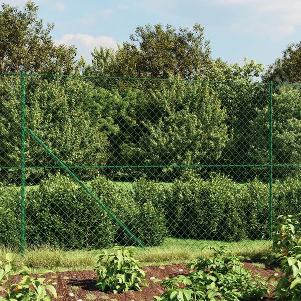 vidaXL Συρματόπλεγμα Περίφραξης Πράσινο 2,2 x 25 μ. με Βάσεις Φλάντζα