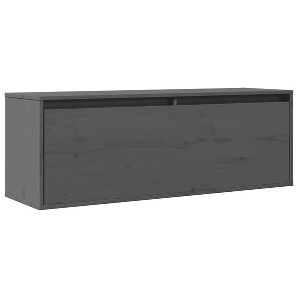 vidaXL Ντουλάπι Τοίχου Γκρι 100 x 30 x 35 εκ. από Μασίφ Ξύλο Πεύκου