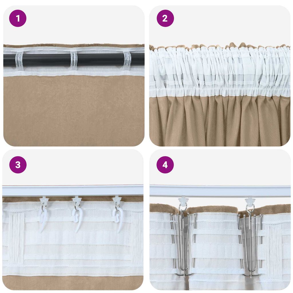 vidaXL Κουρτίνα με κουρτίνες 2 pcs Μπρονζέ 140 x 140 cm Βελούδο