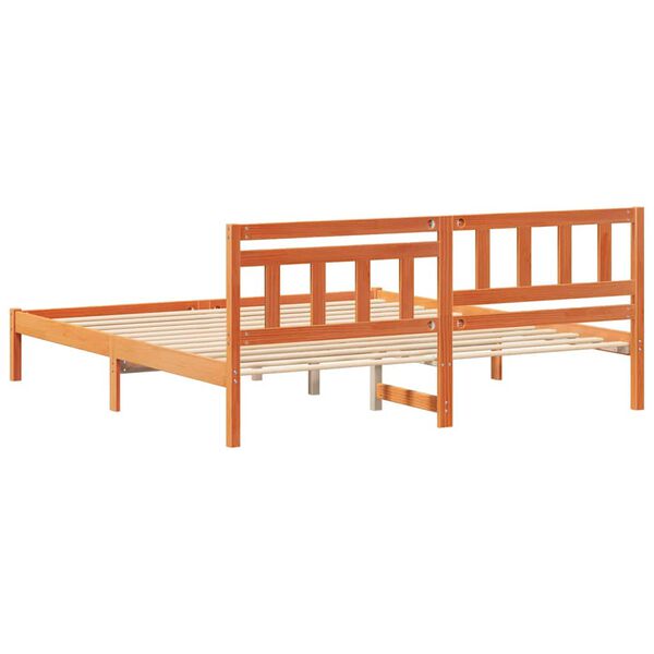 vidaXL Σκελετός Κρεβατιού Καφέ κεριού 200 x 200 cm Μασίφ ξύλο πεύκου