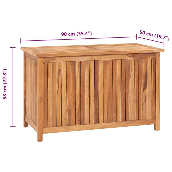 vidaXL Μπαούλο Αποθήκευσης Κήπου 90 x 50 x 58 εκ. από Μασίφ Ξύλο Teak