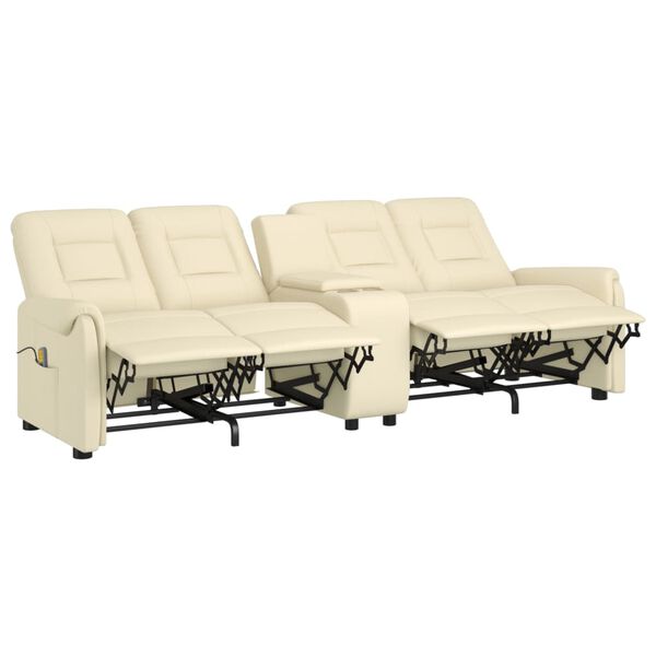 vidaXL Πολυθρόνα Μασάζ Τετραθέσια με Ποτηροθήκη Ανακλινόμενη Κρεμ