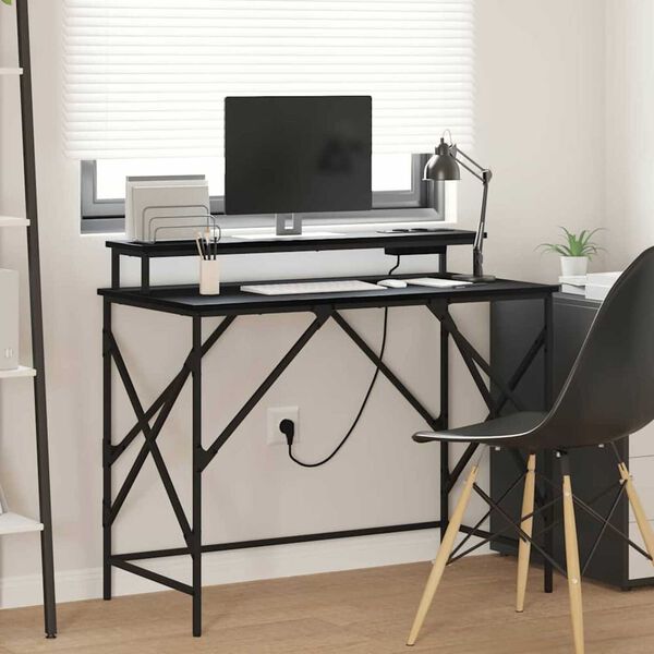 vidaXL Γραφείο Μαύρη δρυς 100 x 50 x 86.5 εκ Επεξεργασμένο ξύλο