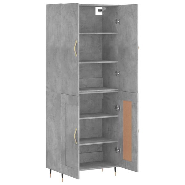 vidaXL Ντουλάπι Γκρι Σκυροδέματος 69,5x34x180 εκ. Επεξεργασμένο Ξύλο