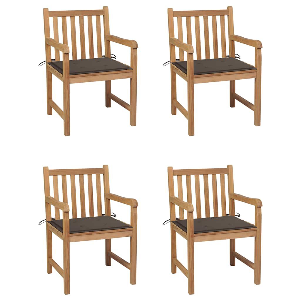 vidaXL Καρέκλες Κήπου 4 τεμ. από Μασίφ Ξύλο Teak με Taupe Μαξιλάρια