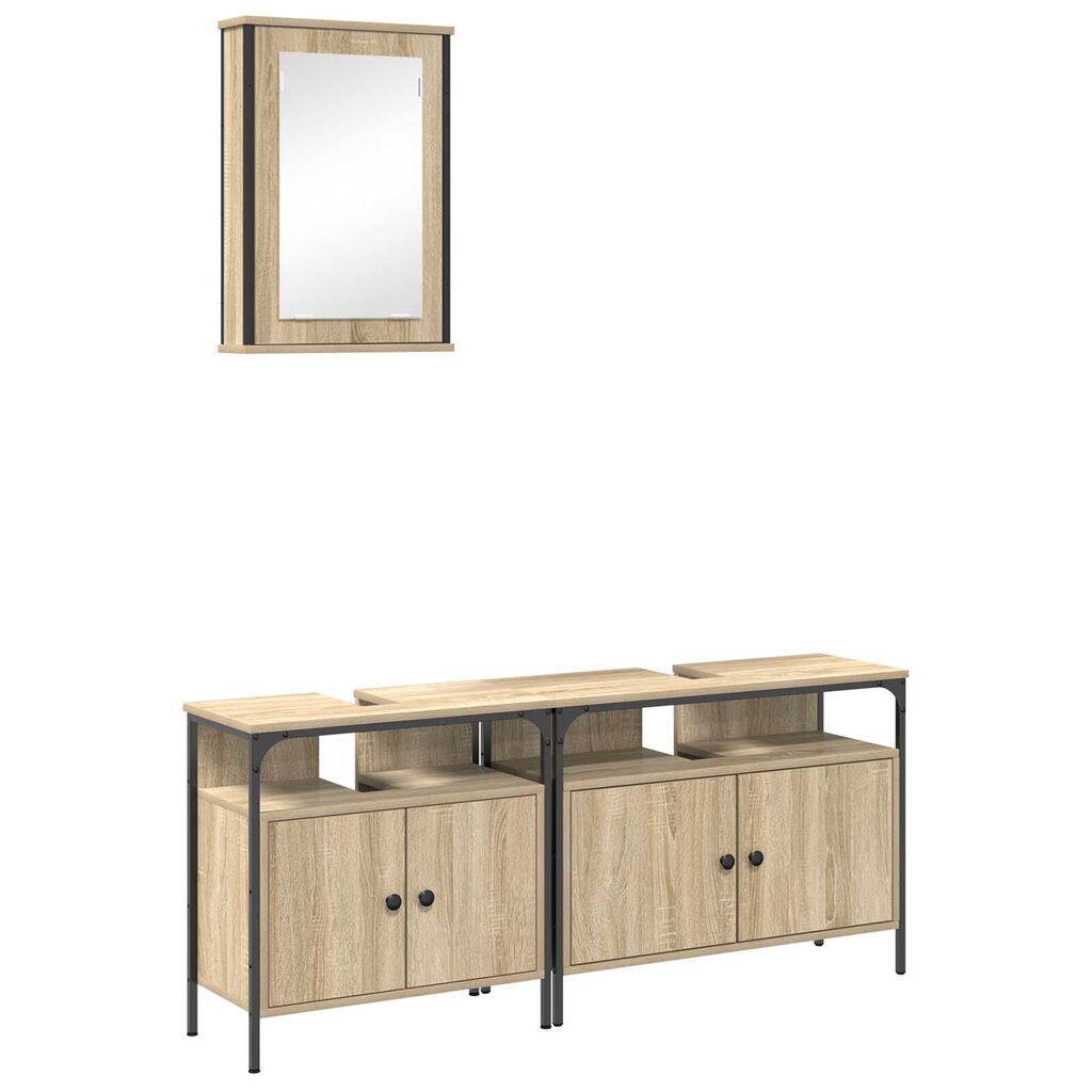 Set ντουλαπιών μπάνιου vidaXL 3 τεμαχίων δρυός Sonoma επεξεργασμένο ξύλο