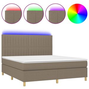 vidaXL &Kappa;&rho;&epsilon;&beta;ά&tau;&iota; Boxspring &mu;&epsilon; &Sigma;&tau;&rho;ώ&mu;&alpha; & LED Taupe 160x200 &epsilon;&kappa;. &Upsilon;&phi;&alpha;&sigma;&mu;ά&tau;&iota;&nu;&omicron;