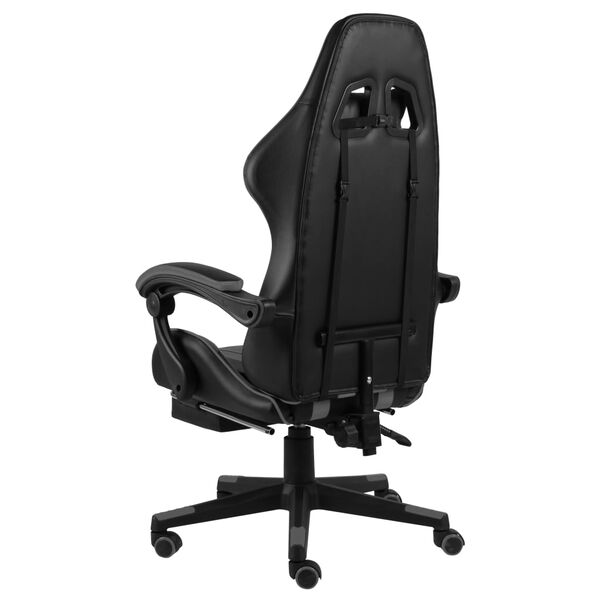 vidaXL Καρέκλα Racing με Υποπόδιο Μαύρο / Γκρι από Συνθετικό Δέρμα