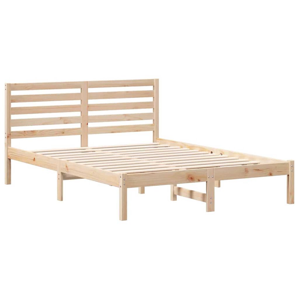 vidaXL Σκελετός Κρεβατιού Καφέ 140 x 190 cm Μασίφ ξύλο πεύκου