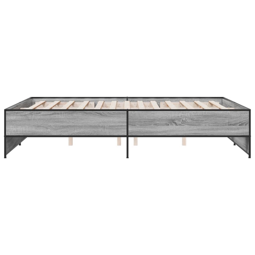 vidaXL Πλαίσιο Κρεβατιού Γκρι Sonoma 160x200 εκ. Επεξ. Ξύλο & Μέταλλο
