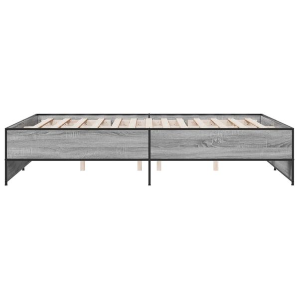 vidaXL Πλαίσιο Κρεβατιού Γκρι Sonoma 160x200 εκ. Επεξ. Ξύλο & Μέταλλο