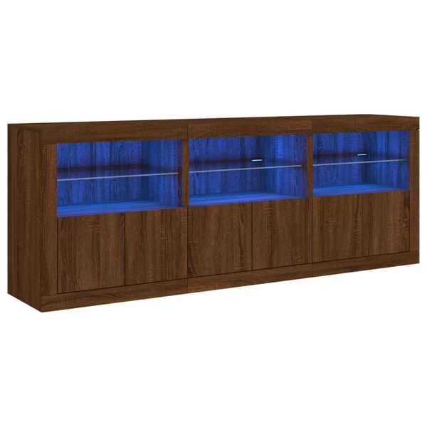 vidaXL Ντουλάπι με LED Καφέ Δρυς 181,5x37x67 εκ.