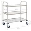 vidaXL Τρόλεϊ Κουζίνας με 3 Ράφια 95x45x83,5 εκ. από Ανοξείδωτο Ατσάλι