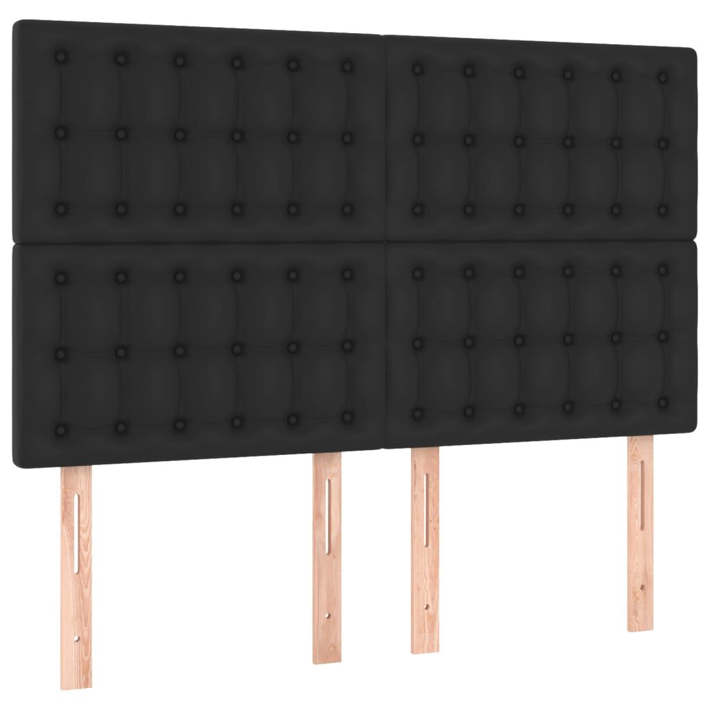 vidaXL Κρεβάτι Boxspring με Στρώμα & LED Μαύρο 140x200 εκ. Συνθ. Δέρμα