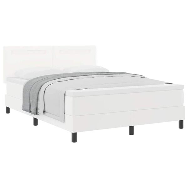 vidaXL Κρεβάτι με Στρώμα με στρώμα Λευκό 140 x 200 cm Τεχνητό δέρμα