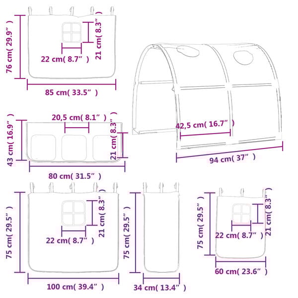 vidaXL Υπερυψ. Κρεβάτι με Τούνελ Ροζ 80 x 200 εκ. Μασίφ Ξύλο Πεύκου