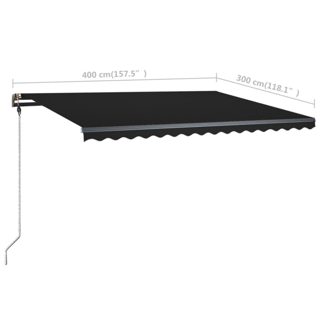 vidaXL Τέντα Συρόμενη Χειροκίνητη με LED Ανθρακί 400 x 300 εκ.
