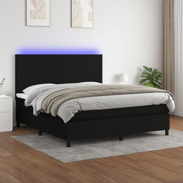 vidaXL &Kappa;&rho;&epsilon;&beta;ά&tau;&iota; Boxspring &mu;&epsilon; &Sigma;&tau;&rho;ώ&mu;&alpha; & LED &Mu;&alpha;ύ&rho;&omicron; 180x200 &epsilon;&kappa;. &Upsilon;&phi;&alpha;&sigma;&mu;ά&tau;&iota;&nu;&omicron;