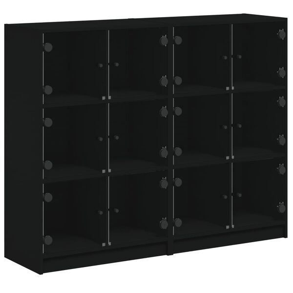 vidaXL Βιβλιοθήκη με Πόρτες Μαύρη 136x37x109 εκ. Επεξ. Ξύλο
