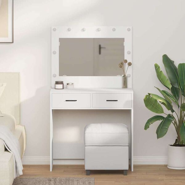 vidaXL Κομοδίνο με συρτάρι Λευκό 78.5 x 41 x 135 εκ Επεξεργασμένο ξύλο