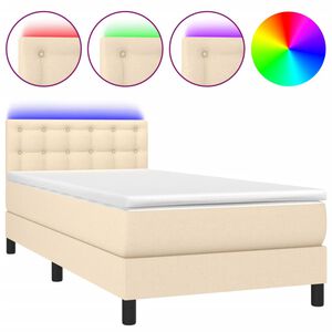 vidaXL &Kappa;&rho;&epsilon;&beta;ά&tau;&iota; Boxspring &mu;&epsilon; &Sigma;&tau;&rho;ώ&mu;&alpha; & LED &Kappa;&rho;&epsilon;&mu; 90x190 &epsilon;&kappa;. &Upsilon;&phi;&alpha;&sigma;&mu;ά&tau;&iota;&nu;&omicron;