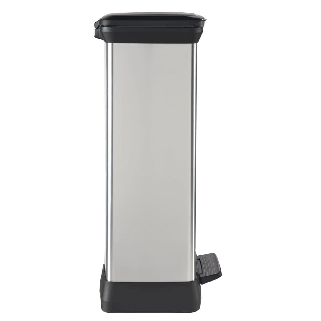 Curver Κάδος Απορριμάτων Διπλός με Πεντάλ Deco Ασημί 23 + 23 Λίτρων