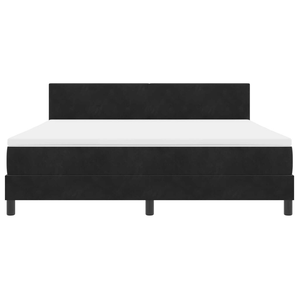 vidaXL Κρεβάτι Box Spring με Στρώμα & LED Μαύρο 180x200 εκ Βελούδο