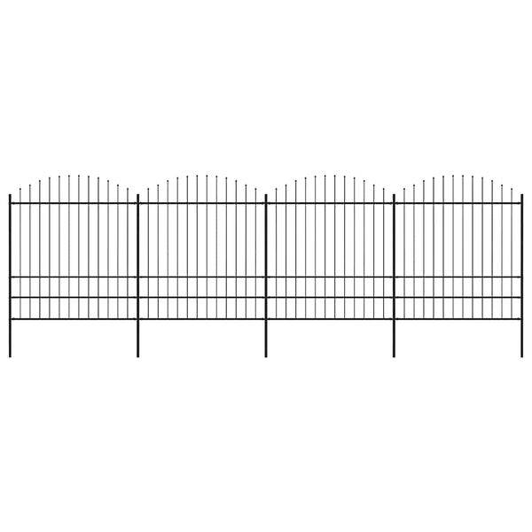 vidaXL Φράχτης Κήπου με Κορυφή Δόρυ Μαύρος Ατσάλινος 714,5 x 200 εκ.