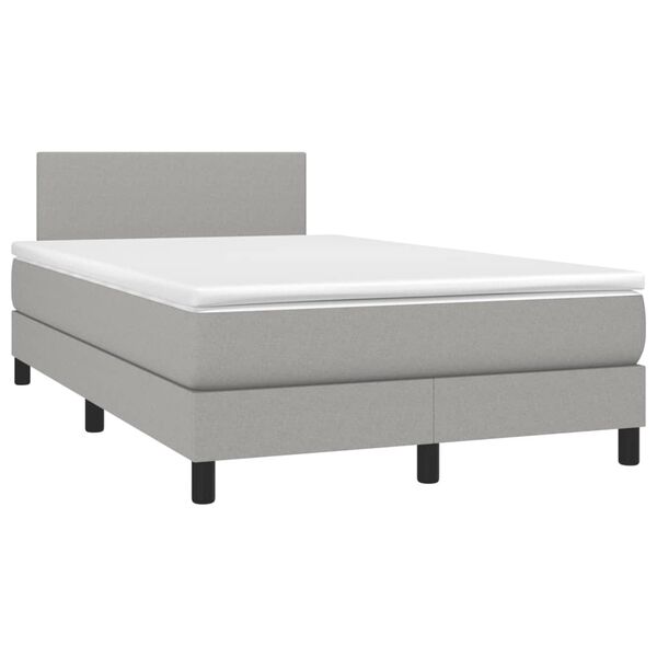 vidaXL Κρεβάτι Boxspring με Στρώμα & LED Αν.Γκρι 120x200 εκ Υφασμάτινο