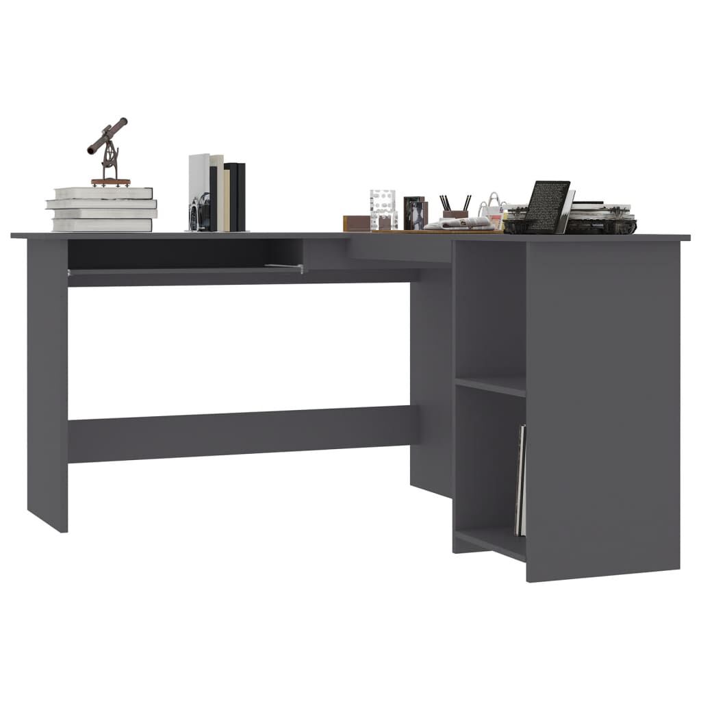 vidaXL Γραφείο Γωνιακό Γκρι 120 x 140 x 75 εκ. από Επεξ. Ξύλο