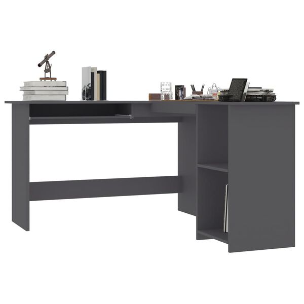 vidaXL Γραφείο Γωνιακό Γκρι 120 x 140 x 75 εκ. από Επεξ. Ξύλο