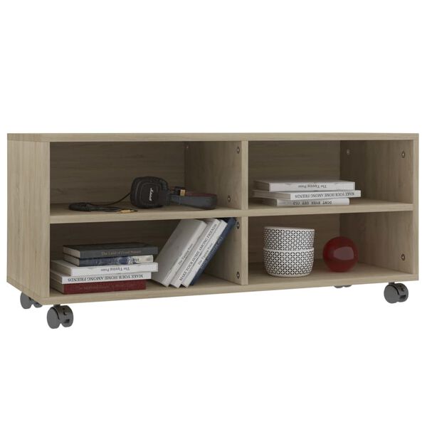 vidaXL Έπιπλο Τηλεόρασης με Ρόδες Sonoma Δρυς 90x35x35 εκ. Επεξ. Ξύλο