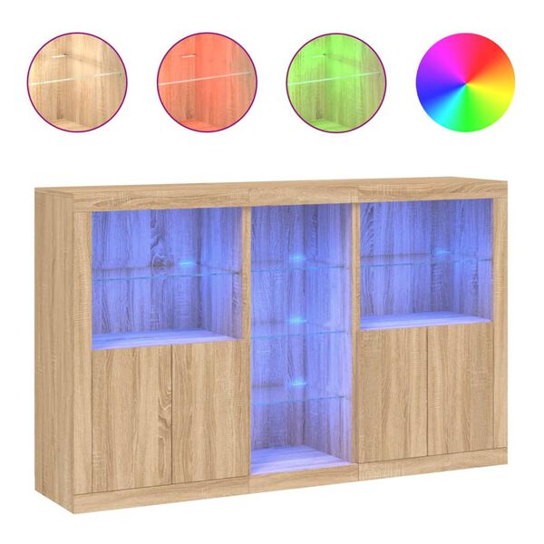 vidaXL Μπουφές με Φώτα LED Sonoma Δρυς 162 x 37 x 100 εκ.
