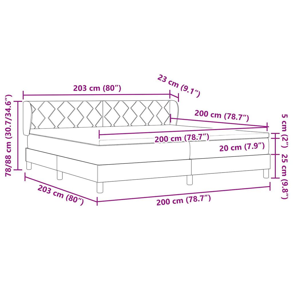 Κρεβάτι με Στρώμα vidaXL Σε Σκούρο Γκρι 200x200 εκ. Βελούδο