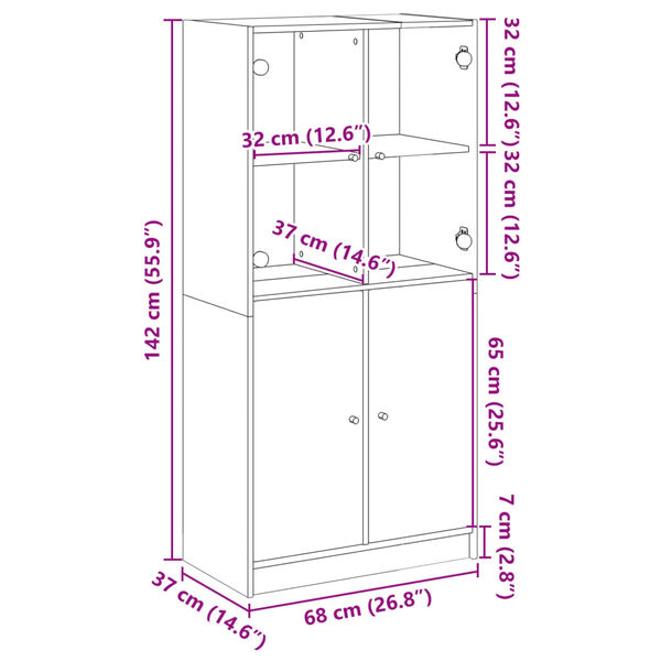 vidaXL Ντουλάπι με Πόρτες Λευκό 68x37x142 εκ. από Επεξεργασμένο Ξύλο