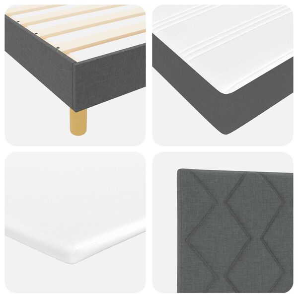 vidaXL Κρεβάτι Box Spring με Ματράκι & LED Σκούρο Γκρι 140x200 εκ Ύφασμα